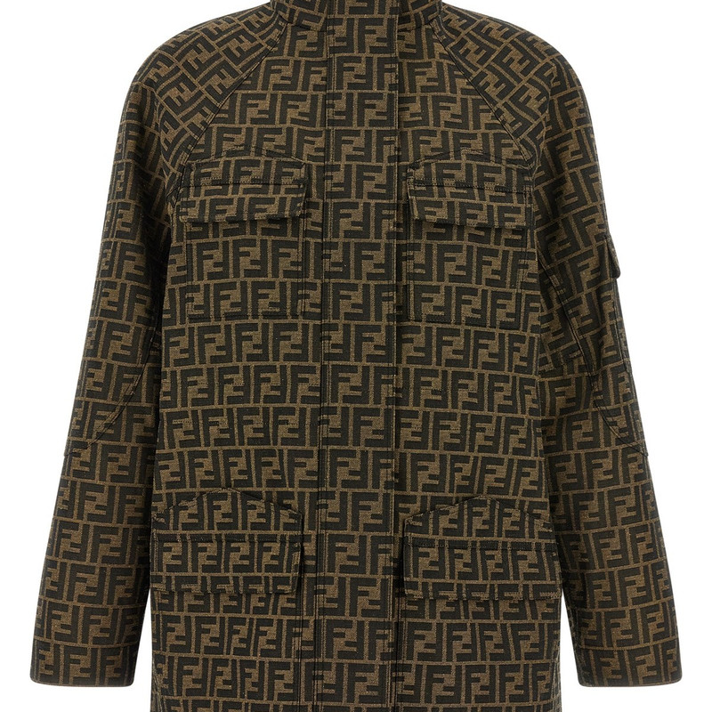 FENDI 芬迪女士saharan 老花多袋立领外套2026早春新款意大利代购