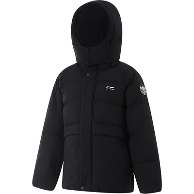 李宁童宽松连帽男女同款短羽绒服