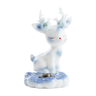 德化陶瓷一鹿有你转转茶宠摆件精致桌面装饰茶室茶桌把玩茶玩茶道