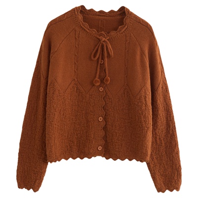 SeRinaBlue设计感系带女针织开衫