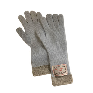 韩版贴布兔毛灰色针织手套女2025秋冬季分指保暖百搭可触屏骑行潮