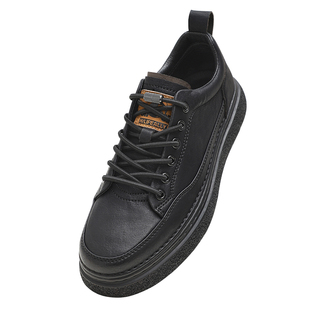 懒人鞋带男款免系免绑松紧弹力弹性皮筋皮鞋休闲鞋男鞋男士黑色圆