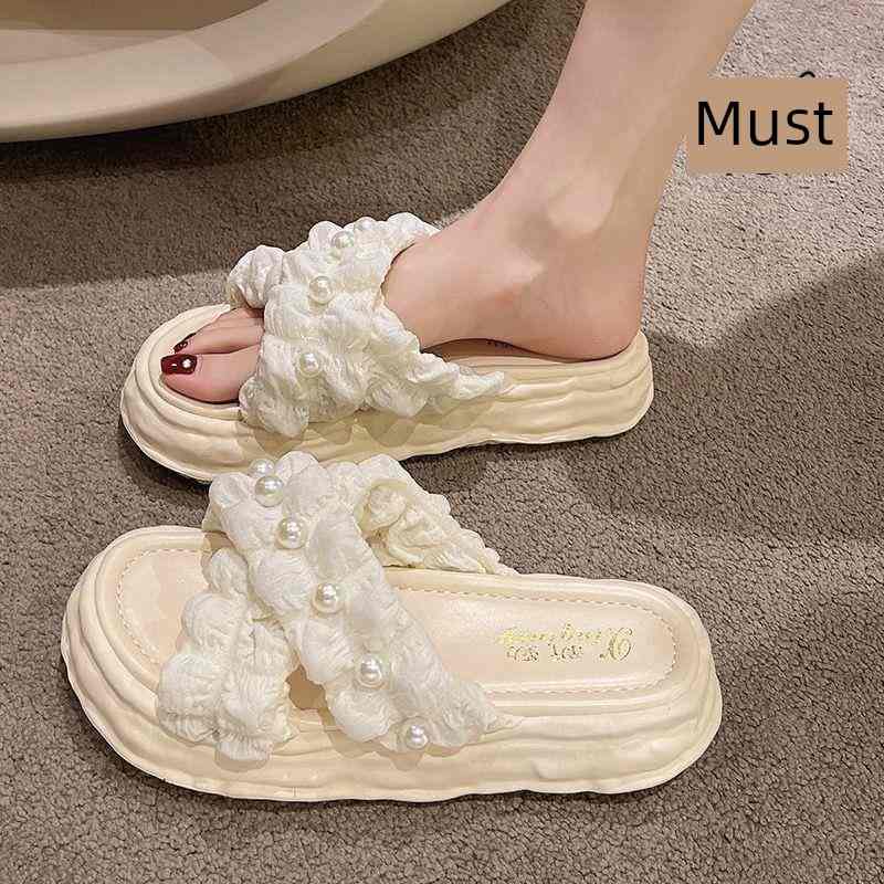 海边可下水度假三亚旅游沙滩凉鞋女款小众高级感拖鞋夏天厚底外出