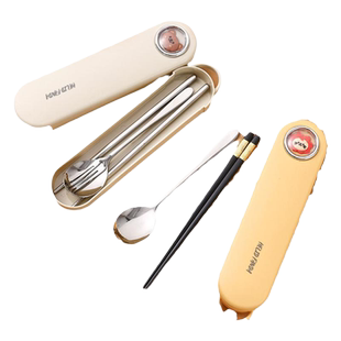 德国筷子和勺子套装316不锈钢便携式三件套可爱餐具盒儿童小学生