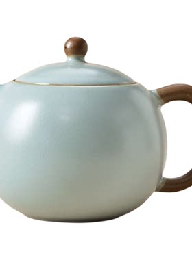 米黄汝窑西施壶球孔过滤泡茶壶