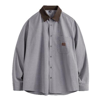 马登工装美式休闲灯芯绒拼接衬衫