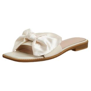 SHERO牧野 凉鞋女夏2022新款后空蝴蝶结沙滩拖鞋女方头休闲平底鞋