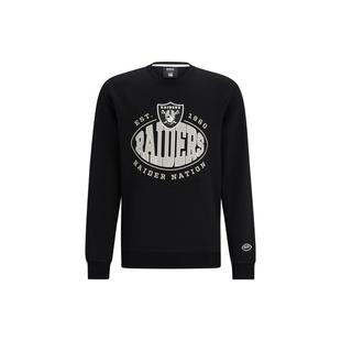 HUGO BOSS 字母印花圆领宽松套头长袖卫衣 男款 黑色