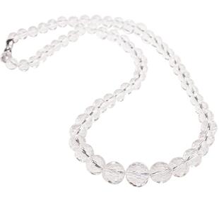 收藏级天然白水晶塔链128刻面圆珠项链硬抛光锁骨链情侣长辈母亲