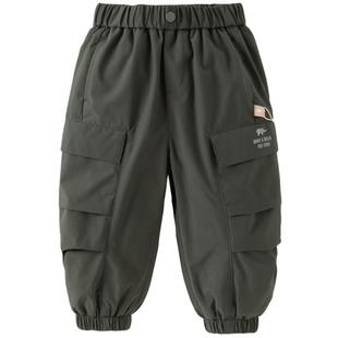 戴维贝拉儿童裤子2026冬装男童三防透湿加绒保暖束脚裤户外工装