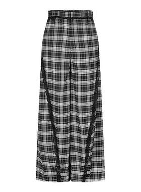 MOUSSY 春季新品慵懒风蕾丝花边宽松薄款格纹休闲裤028ISA31-3551