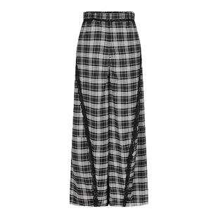 MOUSSY 春季新品慵懒风蕾丝花边宽松薄款格纹休闲裤028ISA31-3551