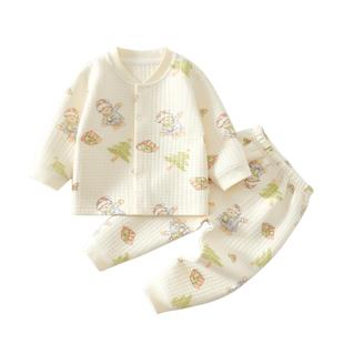 婴儿衣服女宝分体秋冬新款夹棉宝宝秋装套装一岁保暖a类纯棉8月龄