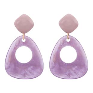 MOON ACC/柔雾紫晕染几何图形耳钉小众设计感耳环文艺气质感耳夹