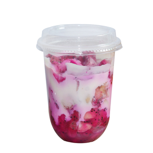 加厚耐高温360波波杯U型水果杯烤梨一次性杯奶茶酸奶双皮奶手提杯