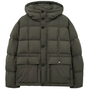 0101秋冬新款TNGT黑色卡其绿色短款绗缝面包服连帽鹅绒羽绒服