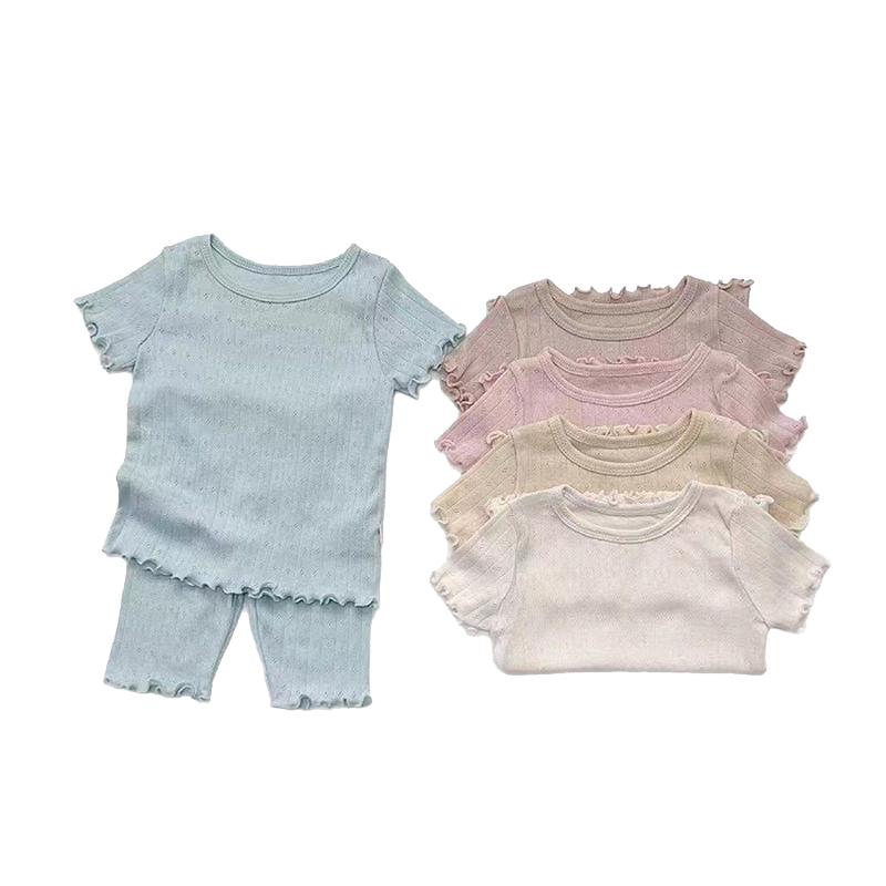 ins韩版婴幼童短袖镂空家居服套装夏天七分裤清爽舒服可外穿睡衣