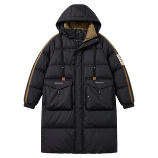 白鸭绒羽绒服外套男孩冬季中长新款初中学生青少年加厚大童男装士