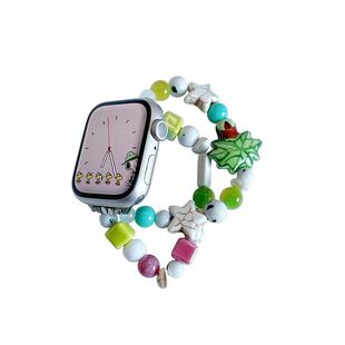 新品夏日椰树diy手链适用iwatch表带S8苹果S9手表8AppleWatch女款watchs秋冬s7男ultra2腕带iphone高级感SE9
