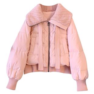 多巴胺粉色减龄漂亮洋气羽绒服女士2025冬季新款娃娃翻领短款外套