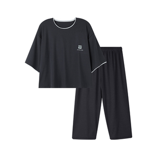 男童新款纯棉七分袖睡衣春夏儿童韩版宽松中大童可外穿家居服套装