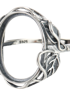 复古戒指镶嵌蜜蜡S925纯银戒托