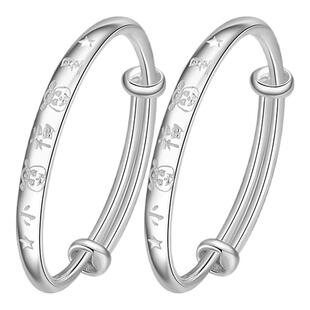 中国黄金小福星童镯银手镯纯银足银999手镯推拉镯宝宝镯周岁礼物