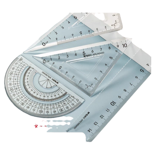 晨光文具小学生套尺多功能尺子四件套三角尺板直尺量角器套装透明亚克力儿童考试专用15cm刻度尺几何工具