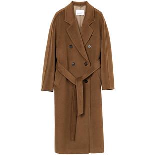 【羊毛羊绒】LANCY/朗姿2025冬新款双面呢高级感廓形收腰长大衣女