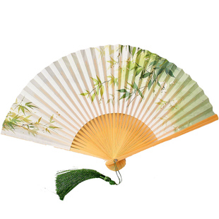 298古风宣纸8寸扇子中国风男女汉服折扇旗袍便携夏季日用舞蹈扇