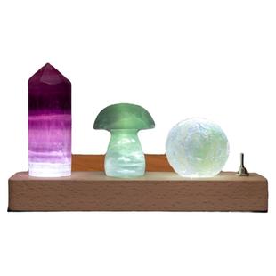 天然水晶原石水晶柱萤石蘑菇摆件小夜灯儿童灯具氛围灯起夜装饰品