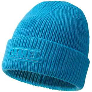 骆驼针织保暖帽户外登山2025冬新款男包头冷帽含羊毛蓝色毛线帽子