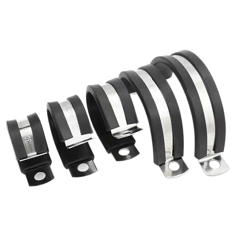 整包304不锈钢连胶条骑马卡管卡带胶条管管扣喉箍水管夹U/R型抱