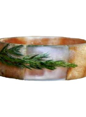 中性木制复古天然杜松戒指植物