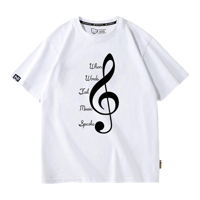 趣味音符爱音乐高音谱music夏纯棉短袖T恤男女学生青少年儿童半袖