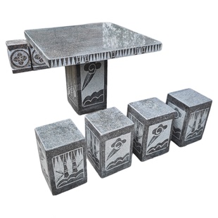 石桌石凳家用一套户外花园庭院花岗岩大理石桌子室外院内石头桌凳