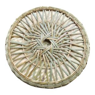 竹编簸箕家用圆形双层加固无孔竹匾干货晾晒手工竹编竹制品收纳盘