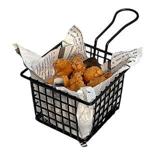 薯条篮小吃筐美式创意不锈钢装炸鸡油炸食品鸡翅腿盘子碟容器餐厅