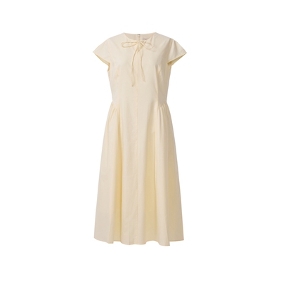 ELAND系带短袖连衣裙长裙