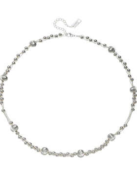 AHCHOO 静奢风S925纯银手工编织爆爆闪猫眼珠项链圆球链条锁骨链