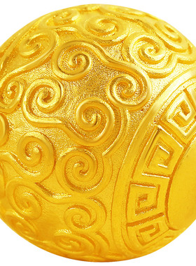 黄金回纹古法实心转运珠佛珠手串搭配珠祥云首饰足金999男女款