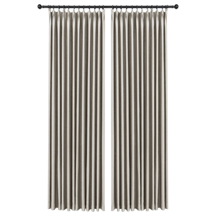 窗帘挂钩款日式奶油原木风奶茶色客厅轻奢定制卧室遮光隔热遮阳布