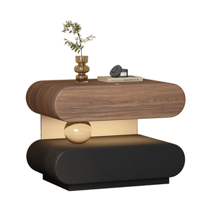 亚克力极简床头柜带灯悬浮实木收纳柜卧室储物柜高级水晶球床边柜