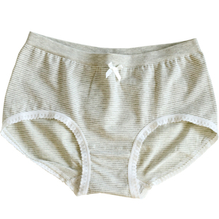 塞德纳莫代尔条纹柔软大弹力无束缚舒适中腰甜美蕾丝边包臀女内裤