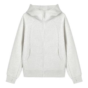 幸棉加绒修身卫衣女款2025新款秋冬加厚保暖连帽短款上衣韩系外套