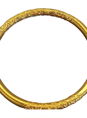 正品火烧金不掉色金店同款沙金古法传承卷草纹手镯里外一色