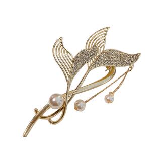 珍珠鱼尾扭扭发夹女后脑勺盘发抓夹网红高级高流苏一字夹发卡头饰