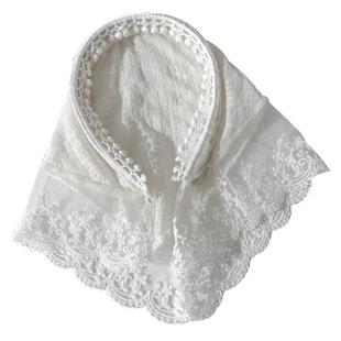 白色蕾丝发箍款头巾三角巾女2026新款田园风拍照头箍发带发卡头饰