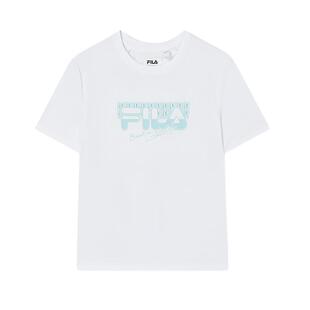 FILA Emerald斐乐女子针织短袖衫2024夏新款时尚休闲简约舒适T恤
