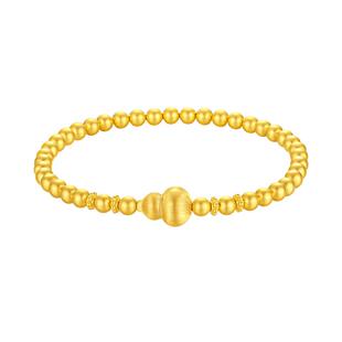 周大生黄金葫芦金珠手串女款足金硬金福珠珠手链送女友生日礼物